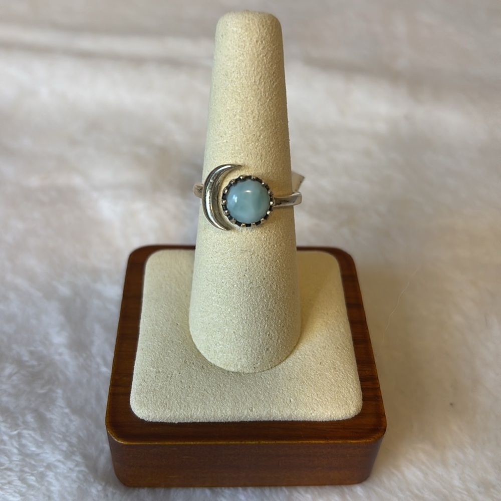 🩵 NEW Natural Larimar 925 Sterling Silver Ring size 7.5 adjustable - Picture 2 of 6